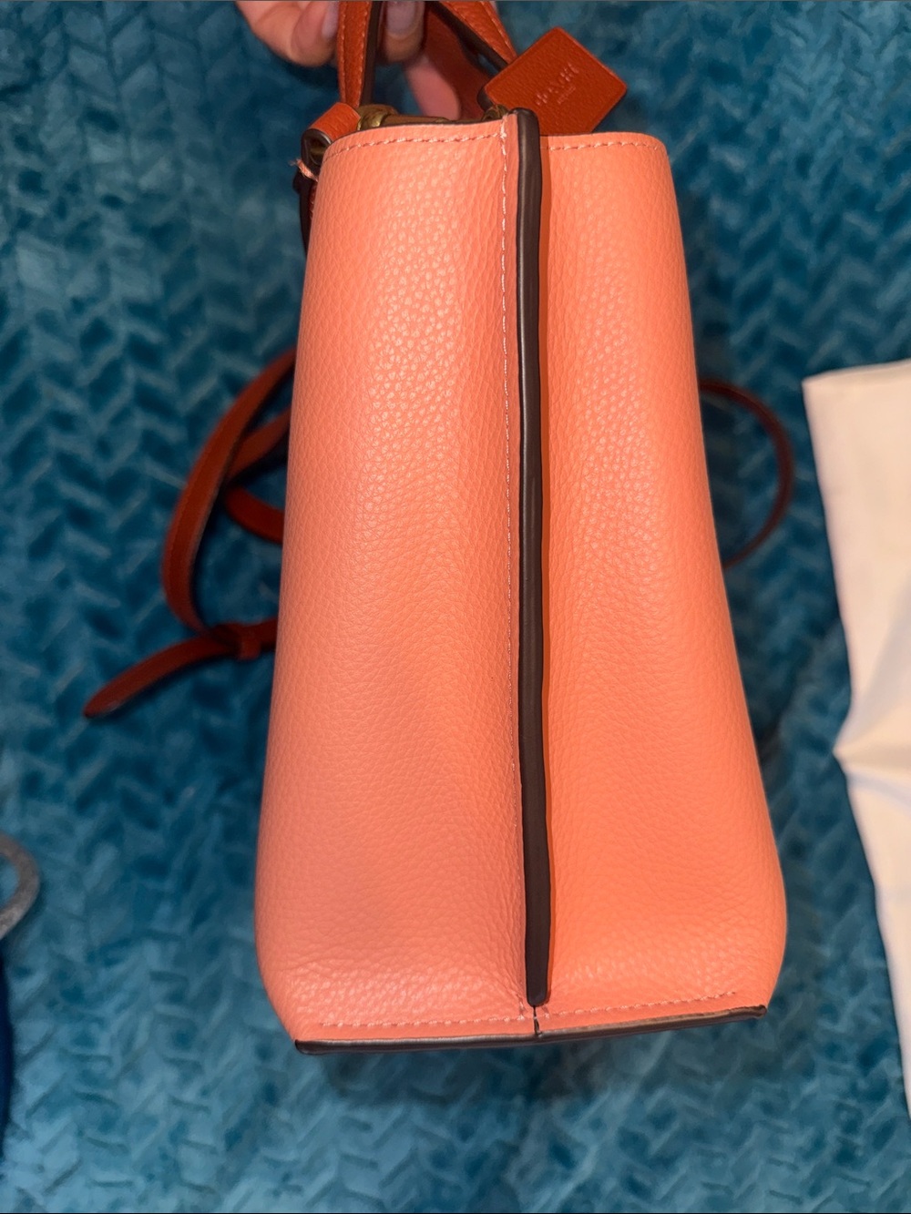 Coach Willow Tote 24 - Light Coral Multi Colorblock Leather - Picture 10 of 11